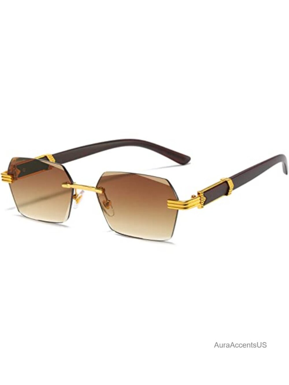 Rimless Rectangle Sunglasses Frameless Vintage Retro UV Protection